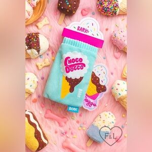 Bark Box Noco Doggo Ice Cream Plush Dog Toy Crinkle Squeaker NWT